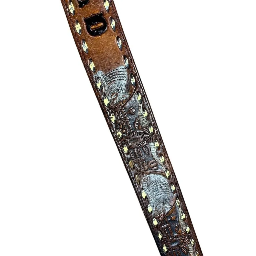 Vintage Embossed Leather‎ Western Belt Brown David
